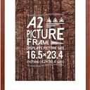 16.5x23.4 Frame, A2 Fram16.5 x 23.4 frame A2 Poster Frame with Mat, Solid Wood Black Poster Frame-Horizontal and Vertical Wall Hanging for Home, Exhibition, Caffe(Brown)