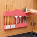 9.8" Acrylic Straw Holder for Cabinet Door - Straw Organizer with Ultra-Sticky Adhesive, Kitchen & RV Essensials, 5-Compartment Storage for Reusable Straws & Brushes, Colored Pencils, Markers (Pink)