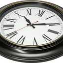 Bernhard Products Extra Large Wall Clock, 18 Inch, Dark Brown, Quartz Silent, Battery Operated, Non-Ticking, Decorative Roman Numeral, Stylish Clock, Accurate Timekeeping