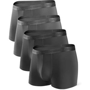 DAVID ARCHY Men's Underwear Modal Ultra Soft Trunks Second Skin Breathable with Support Pouch Boxer Briefs for Men Multipack (Black/Dark Gray-no Fly), XL