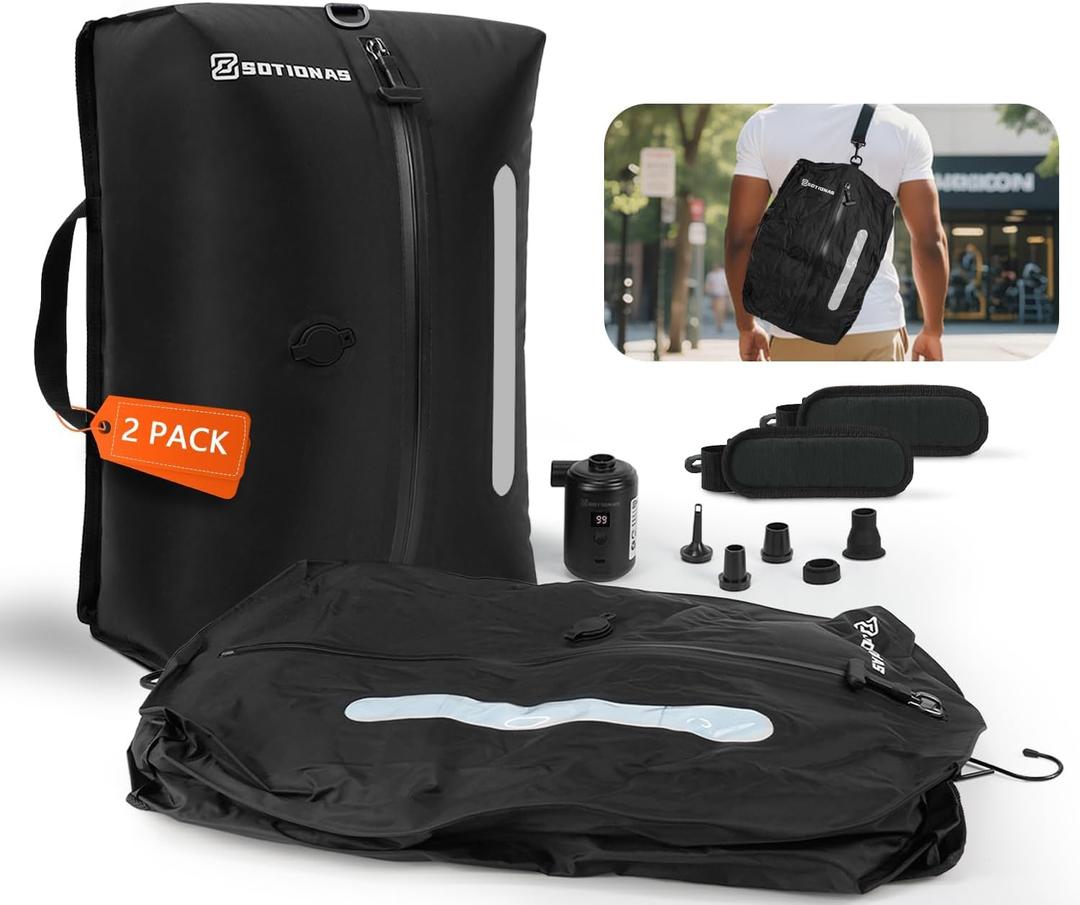 2Pack Vacuum Seal Bags For Clothing Travel With Wireless Pump | Waterproof Reusable Compression Bags with Shoulder Strap for Luggage and Suitcase, Space Saver Vacuum Seal Packing Cubes for Clothes (2PK)