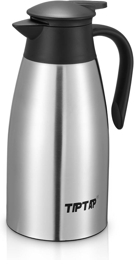 TIPTAP 70oz Thermal Coffee Carafe, Stainless Steel Insulated Vacuum Coffee Carafes For Keeping Hot and Cold, 2 Liter Beverage Dispenser