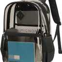 MUSEVOS Clear Backpack, Heavy Duty See Through Book Bag for Work, Security, Concerts, College Transparent PVC bookback Stadium Approved,Black(Semi-transparent)