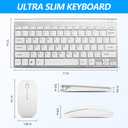 Wireless Keyboard and Mouse Combo, Compact Quiet Wireless Keyboard and Mouse Set 2.4G Ultra-Thin Sleek Design for Windows, Computer, Desktop, PC, Notebook, Laptop (GHKM03 Silver White)