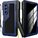 for Samsung Galaxy Z Fold 6 Case with Privacy Screen Protector & S Pen Holder, Military Rugged Heavy Duty Shockproof Metal Bumper Case with Kickstand Pen Slot Anti-spy Cover for Z Fold 6 Blue