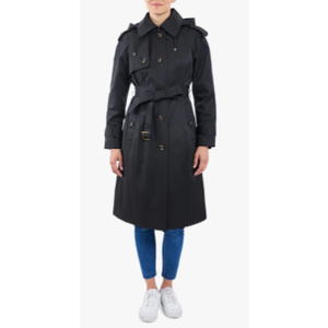 London FogWomen's Hooded Belted Maxi Trench Coat size L