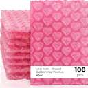 100 Pcs 4"x4" Love Heart-Shaped Bubble Wrap Pouches, Rose Red Double-Walled Anti-Static Mailing Bags for Packing Shipping Storage Self-Seal Cushioning Envelopes for Gifts Ornaments Fragile Items