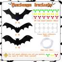 2 x 12PCS Halloween Hanging Bat Decorations with Glowing Eyes, Spooky Realistic Halloween Decorations for Yard Outdoor and Indoor Party Supplies (3 Styles)