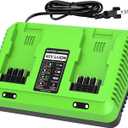 Dual Port Charger Replacement for Greenworks 40v Battery Charger | 2 Port Wall Mount Charger Compatible with Greenworks 40V Battery 29462 29472 BAF702 L-300 BAF704 BAF705