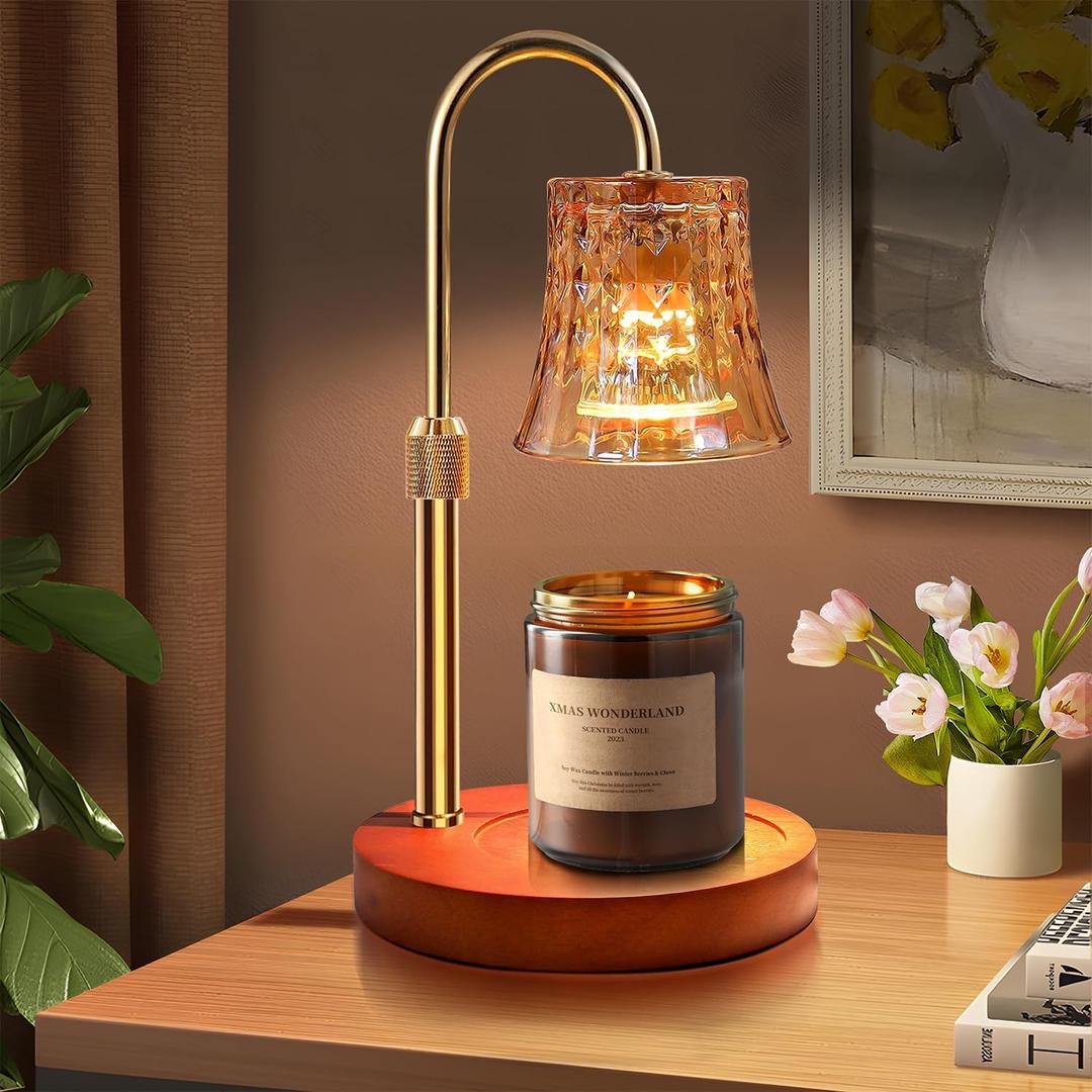 Candle Warmer Lamp with Timer, Dimmable Cute Candle Warming Lamp, Height Adjustable Candles Melter Lamps for Jar Candles, Flameless, Birthday Gifts, Vintage House Home Decor