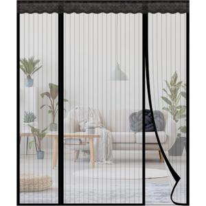 Reinforced Magnetic Screen Door - Heavy Duty Mesh Curtain and Full Frame Hook and Loop, Toddler and Dog Friendly, No Tools Required (Double Doors, 62"x81", Fits Door Up to 60" W x 80" H)