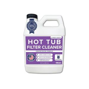 Hot Tub Filter Cleaner - 6 Month Supply - 4 to 8 Uses - 32 oz Spa Filter Cartridge Cleaner - Hot Tub & Pool Filter Cleaner Soaking Solution - No Residue or Foam - Restores Filter - Safe & Non-Toxic