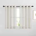NICETOWN Kitchen Curtains Linen Burlap Drapes for Bedroom, Grommet Top Semi Sheer Privacy Window Treatment Light Filtering for Living Room, Natural, W52 x L45, Set of 2