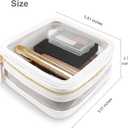 Clear Makeup Bag Travel Size Toiletry Bag Organizer Case Quality PU Leather Transparent Small Cosmetic Bag Car Bag for Essentials with Durable Zipper (White)