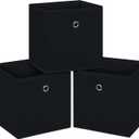 Black Foldable Storage Cubes Bins ,11 Inch Cloth Storage Cube Fabric Storage Box Cubes Organizer Baskets with Handles for Home Organizer Set of 3 (Black)