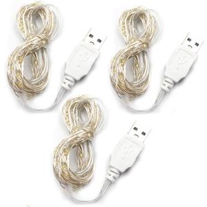 3 Pack USB Fairy Lights USB Powered String Lights Multi-Colored 2 Meters 20 lamp Beads Led Christmas Lights Fairy String Lights led Light String (Multi-Colored 2M)