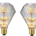 2-Packs 3W D95 Retro LED Edison Bulbs E26 Led Starry Light Bulb Vintage Diamond LED Decorative Firework Light Bulb D95 Starlight Bulb 2300K Warm White Antique Bulb for Bedroom Living Room