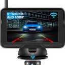 Wireless Backup Camera for Car6 LED 5'' AHD 1080P Back up Camera for Cars with Monitor Waterproof License Plate Reverse Camera for Truck Trailer RV Pickup DIY Guide Lines