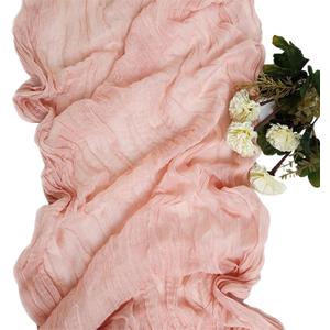 Table runners for dining table Chiffon Table Runner Rustic Gauze Cheesecloth Wedding Table Runner Thin Vintage Chiffon Rust Retro for Home Holiday Dining Tablecloth Decor(Orange Pink,90X340cm)