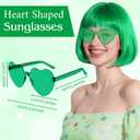 PLULON Green Bob Wig with Heart Sunglasses and Hair Cap, Colorful Short Bob Wigs Synthetic Party Wigs Funny Cosplay Hairpieces for Women Men Neon Bachelorette Halloween Costume Party Decorations