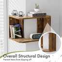 Floating Corner Shelf, 2-Tier Floating Shelf for Wall, Wood Floating Book Shelf for Living Room, Bedroom, Bathroom, Home Office, Rustic Brown