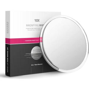 Mavoro 15cm Magnifying Mirror with 3 Strong Suction Cups | 10X Magnification | Portable Travel Makeup & Cosmetic Mirror (10X)