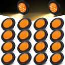 Retisee 14 Pcs 2.5 Round Clearance Lights 13 LED Front Rear Side Marker Indicators Lights Waterproof 12V Sealed Flush Mount Marker Lamps for Truck RV Car Bus Trailer Van Boat(Yellow)