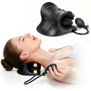 Neck Stretcher with Adjustable Airbag Height, Inflatable Neck and Shoulder Relaxer, Ergonomic Pillow for Home Office Travel