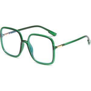 bullabulling Retro Square Reading Glasses For Women Blue Light Blocking Oversized Eyeglass Frames Large lens (Green)