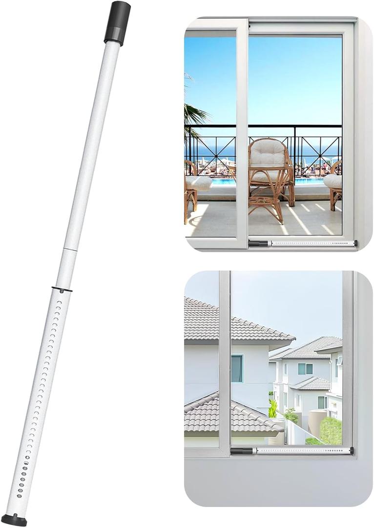 AceMining Sliding Door Security Bar,Heavy Duty Sliding Patio Door Lock Bar, 20-50inch Adjustable Multi-use Window Security Bars, Sliding Door Stopper,White,1Pack