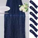Snowkingdom 6PCS 13Ft Navy Blue Cheesecloth Table Runner, 160inch Long Cheese Cloth Boho Gauze Runner for Wedding Bridal Baby Shower Birthday Holiday Party Sheer Table Decorations