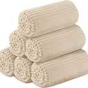 Buryeah 6 Pcs Flannel Throw Blanket Bulk 50 x 60 in Sleepover Blanket Outdoor Wedding Throw Lightweight, Oeko-tex Standard 100 Certified for Sofa Homeless Gifts (Beige)