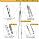 JETKONG 2 Pcs 16-Inch Food Tweezers Extra Long Kitchen Tweezer Tong Chopsticks Tongs Large Stainless Steel Cooking Tweezers (Round-Tips)