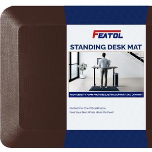 FEATOL Anti Fatigue Mat for Standing, 9/10 Extra Thick Ergonomic Standing Desk Mat, Comfort Memory Foam Standing Mat at Home,Office All Day (20" x 39", Brown, 1PC)