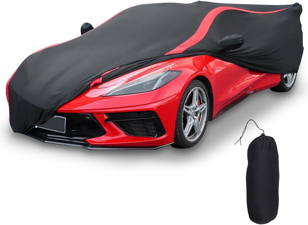 C8 Car Cover Fit for Corvette C8 Stingray Z06 Z51 2020 2021 2022 2023 2024 2025 Stretched Satin for Garage Car Shows Indoor Car Cover