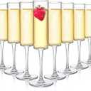 Elsjoy Set of 8 Acrylic Champagne Flutes, 6 Oz Unbreakable Champagne Glasses Reusable Champagne Toasting Cups, Shatterproof Stemmed Champagne Coupes for Wedding, Party, Bar (Clear)