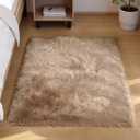 Goolela Faux Fur Rug for Bedroom 3x5 Light Brown Beige Fluffy Furry Fuzzy Sheepskin Rug Bedside Living Room Soft Rectangle