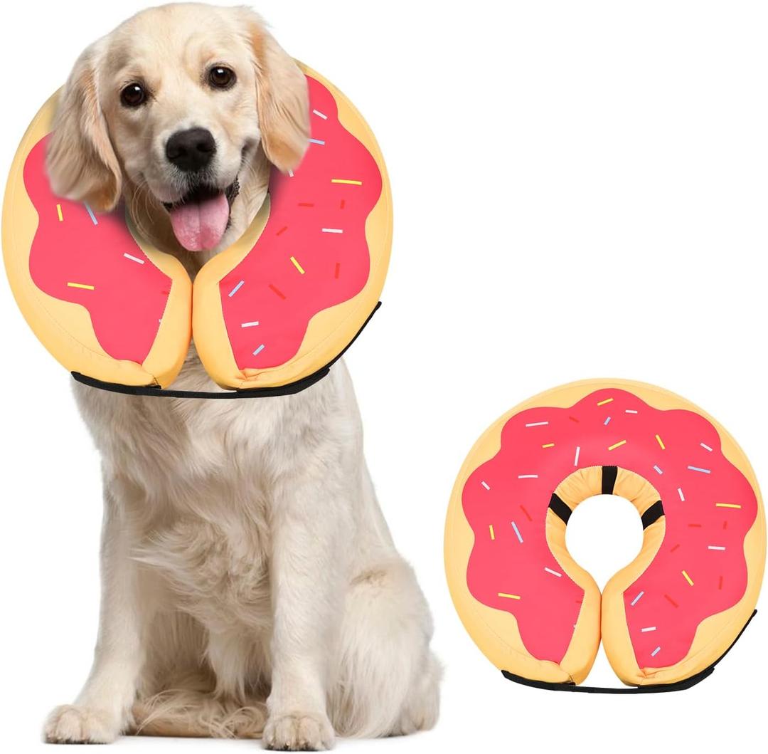 MIDOG Inflatable Dog Neck Donut Collar Alternative After Surgery, Soft Protective Recovery Cone for Small Medium Large Dogs and Cats Puppies - Alternative E Collar (Red, L)