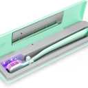 YourMate UVC Toothbrush Sanitizer Case Travel Toothbrush Covers Case for Traving or Business Trip Power by AA Battery or USB-C Cord Green