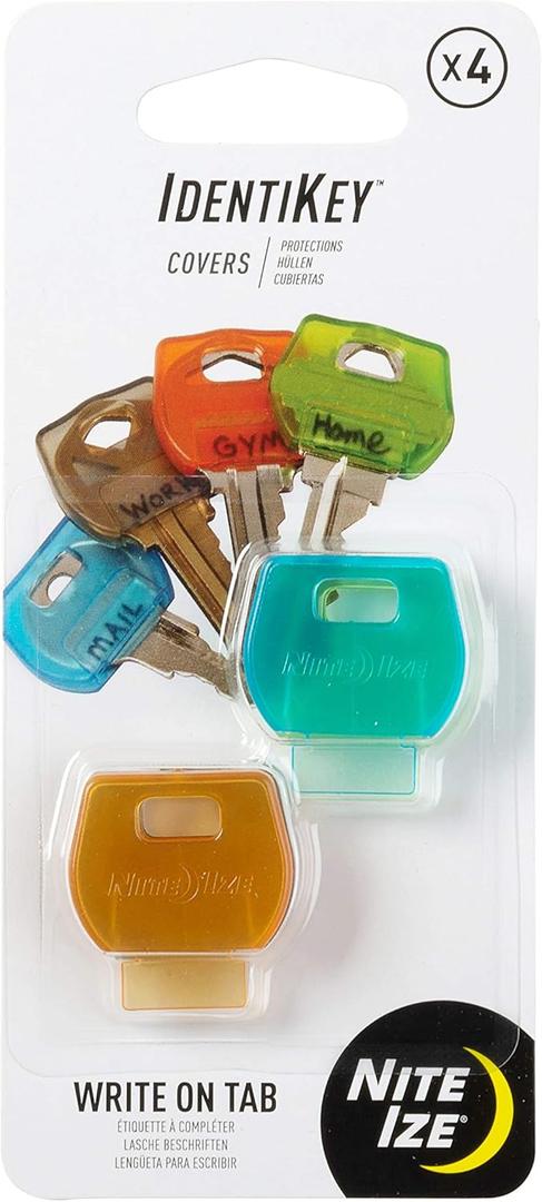 Nite Ize IdentiKey Covers, Write-On Universal Key Covers for Quick Key Identification, Multiple Colors 4 pack