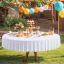 60 Inch White Round Tablecloth, 2 Pack Wrinkle Resistant 5ft Spandex Table Cover Circle, Washable Stretchy Table Cloth Round Cover for Banquet Wedding Birthday Dinner Party