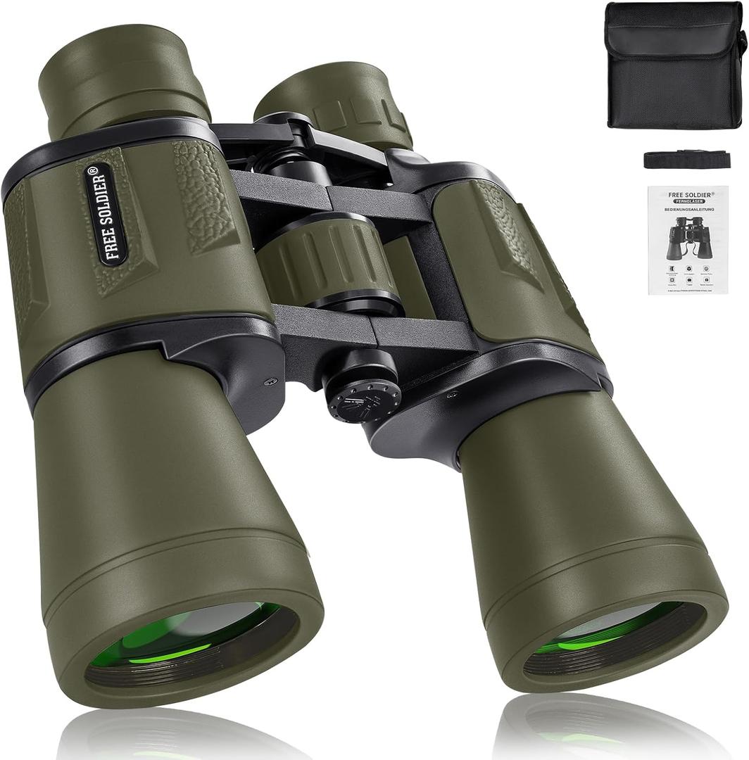 20x50 Hunting Binoculars for Adults High Powered with Low Light Night Vision - 28mm Large Eyepiece Professional Binoculars for Bird Watching Hiking Travel with BAK4 Prism FMC Lens, Green