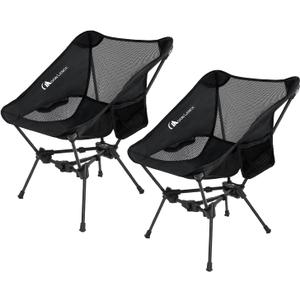 MOON LENCE Portable Camping Chair Backpacking Chair - The 4th Generation Ultralight Folding Chair - Compact, Lightweight Foldable Chairs for Hiking Mountaineering, Beach (Black-2 Pack-below 180 Lbs for Comfort Use)