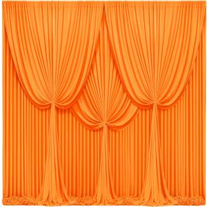 24x10FT Orange Backdrop Curtains for Wedding Parties, Wrinkle Free Polyester Photography Backdrop Drapes for Wedding Baby Shower Birthday Parties Stage Background Stand Decorations 4x10ft,6 Panels
