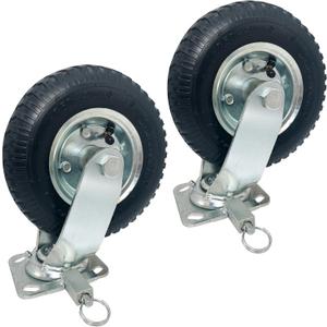 Fetchlt 8" Heavy Duty Pneumatic Industrial Caster Wheel with Lock, Premium Quality Black Rubber Tire for Smooth Corning and Floor Protections, Swivel Plate, Steel Hub Ball Bearings Caster - Pack of 2