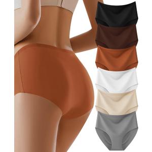 AIVEITE Womens Underwear Full Coverage No Show High Waisted Seamless Ladies Panties 6 Pack (M)