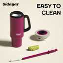 Tumbler with Handle,36 oz Ceramic Lined Travel Mug Water Bottle with Straw,Vacuum Insulated Stainless Steel Cup with Lid,Fits Cup Holder, Leak Resistant Press-in Lid, Purple