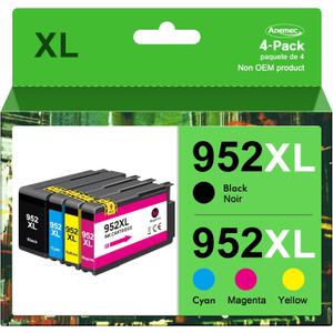 Compatible 952XL Ink Cartridge Replacement for HP Officejet Pro 8710 7740 8720 8210 8715 8702 7720 8730 8740 8216 8725 8700, Black, Cyan, Magenta, Yellow, 4-Pack