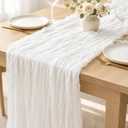 Sioloc 1 Pack White Cheesecloth Table Runner 10ft Boho Cheese Cloth Table Runner for Wedding Party Bridal Baby Shower Birthday Table Decorations
