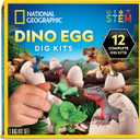 National Geographic Dinosaur Dig Kit - 12 Dino Shaped Dig Bricks with Dinosaur Figures Inside & Excavation Tool Sets, Egg Hunt or Dig Party Activity, Great STEM Toy for Boys & Girls